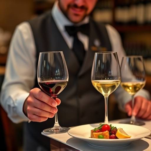 El sumiller de El Sol Andaluz recomendando un vino a un cliente, explicando sus caracter&iacute;sticas y maridaje con la comida